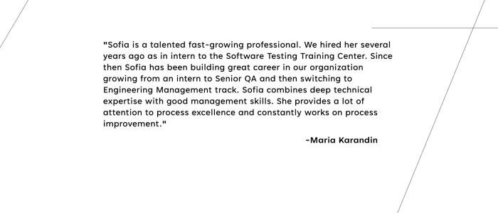 Sofia Zelenova testimonial from Maria Karandin
